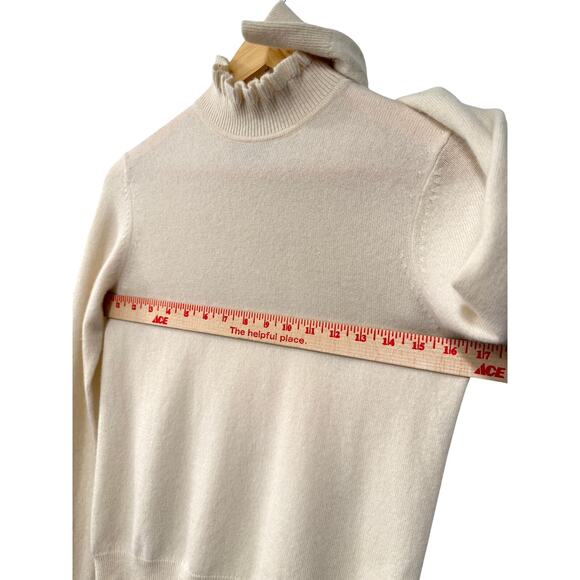 Nili Lotan XS Francis 100% Cashmere Ruffle Neck Sweater $640 Turtleneck Ivory - Picture 8 of 11